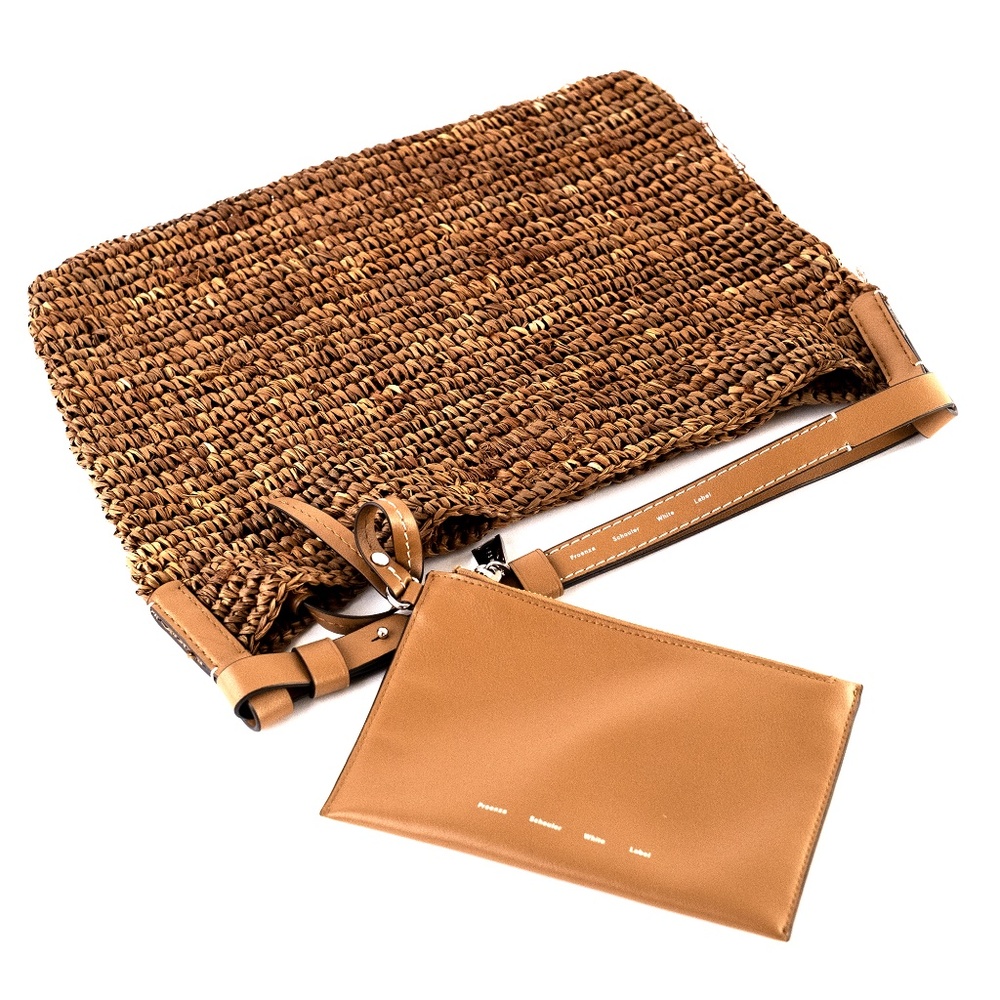 Proenza Schouler White Label Minetta Brown Raffia Shoulder Bag with Pouch - Picture 11 of 15